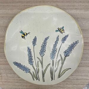 Spectrum Designz Purple Lavender Flower & Bumble Bee 8.5" Ceramic Salad Plate